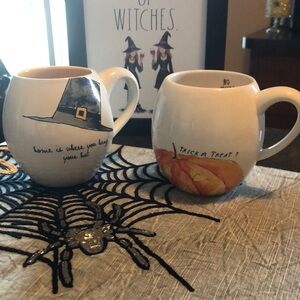 Rae Dunn Halloween Pumpkin Witch Hat Mug Cup orange black thanksgiving